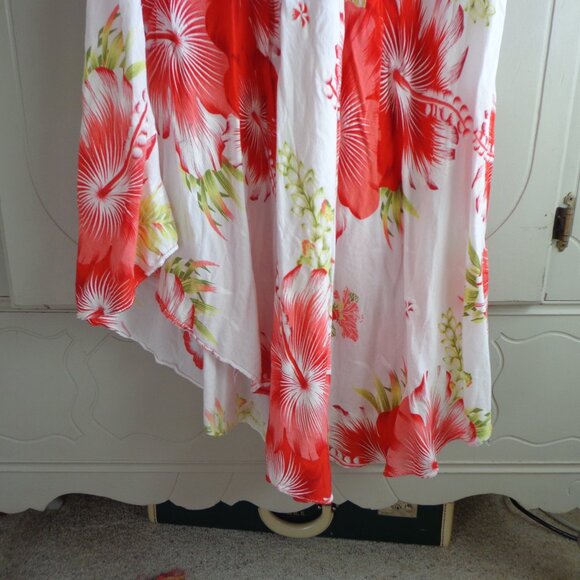 AKSHI COLLECTIONS Sleeveless Asymmetrical Midi Sundress O/S Hibiscus Pattern - Picture 6 of 9